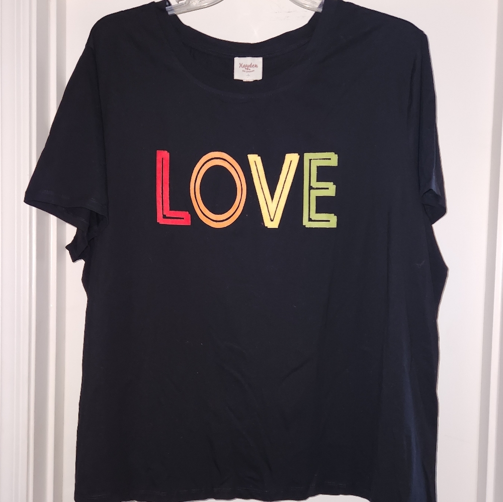 Black Hayden T-Shirt with Rainbow LOVE